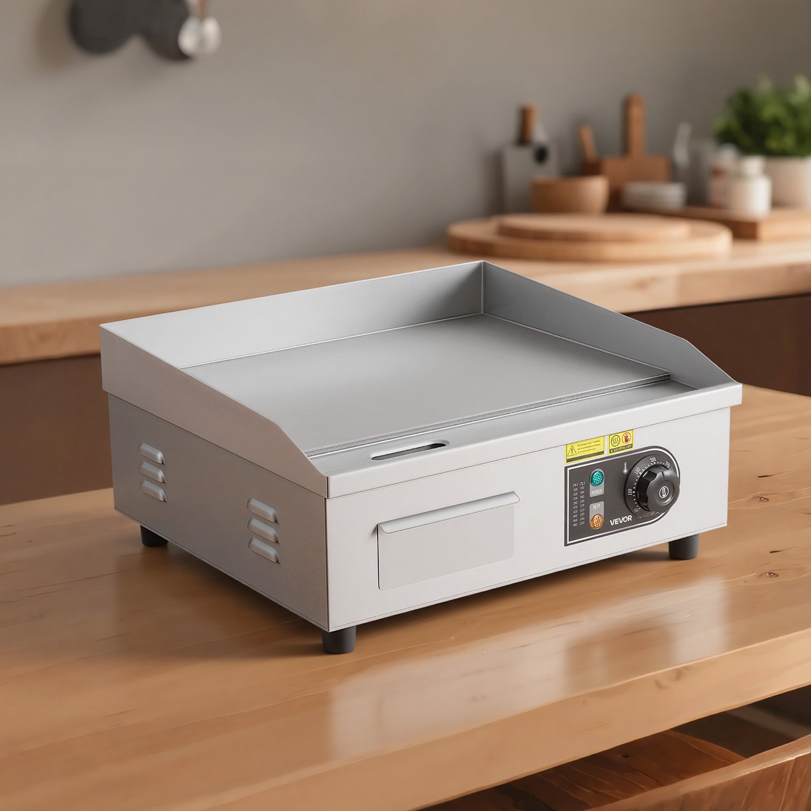 VEVOR 2800W Commercial Electric Griddle 450x300 mm, 50–300°C Stainless Steel Flat Top Grill with Accessories – Paveikslėlis 8