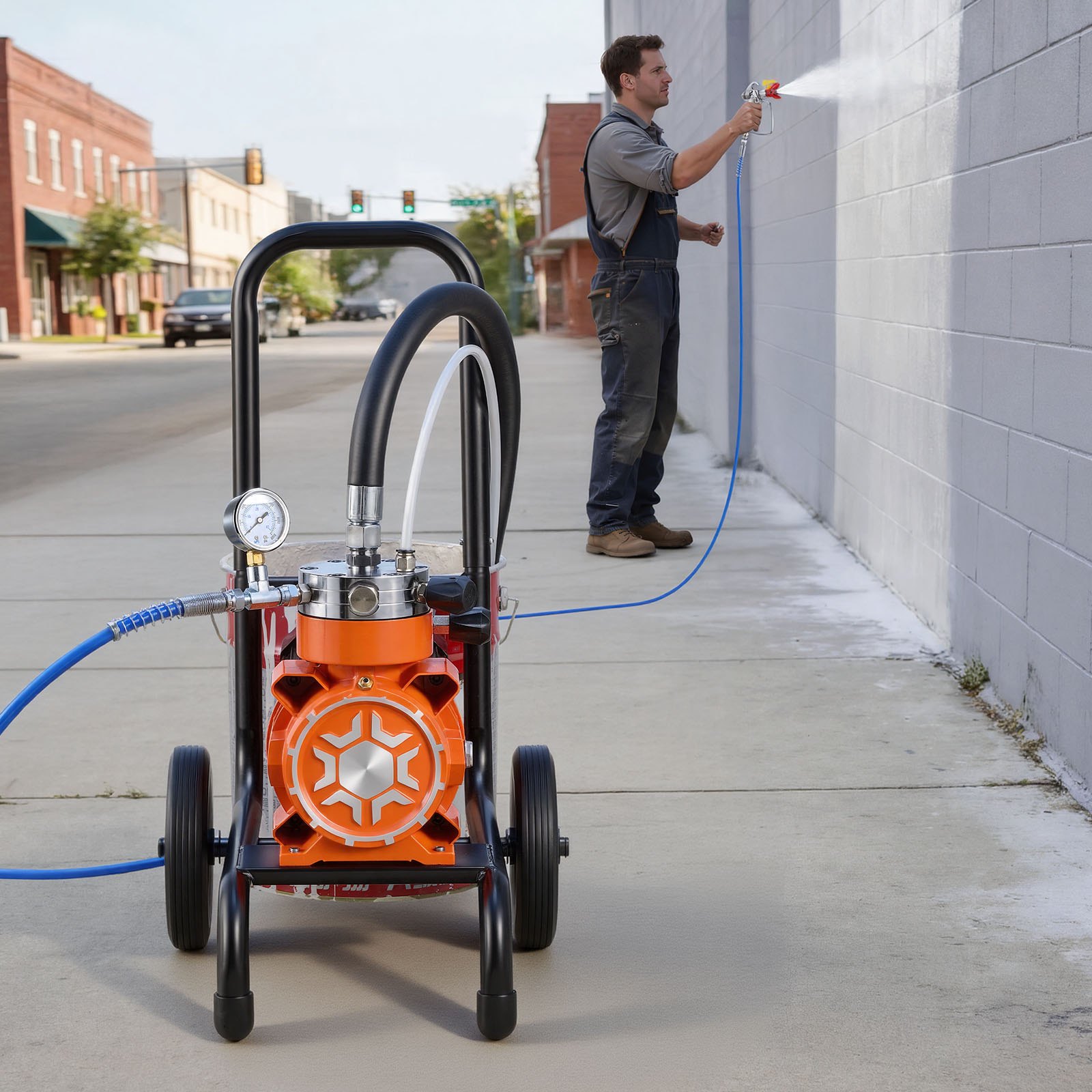 VEVOR 900 W Diaphragm Airless Paint Sprayer on Cart, 150 bar, 10 m Hose, 50 cm Extension Pole for Interior and Exterior Renovation - Зображення 8