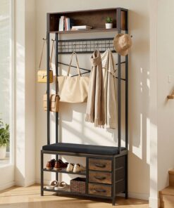 VEVOR 180 см. Стойка для пальто Hall Tree со скамейкой для обуви