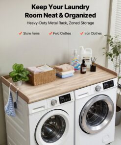Water-Resistant Laundry Machine Topper with Raised Edge & 2 Hooks