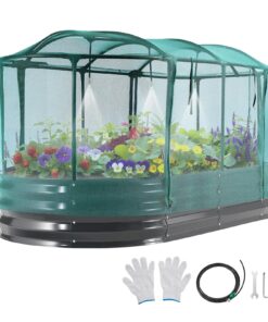 VEVOR 1800x900x300 мм оцинкованная приподнятая грядка с самополивным орошением и сетчатым покрытием