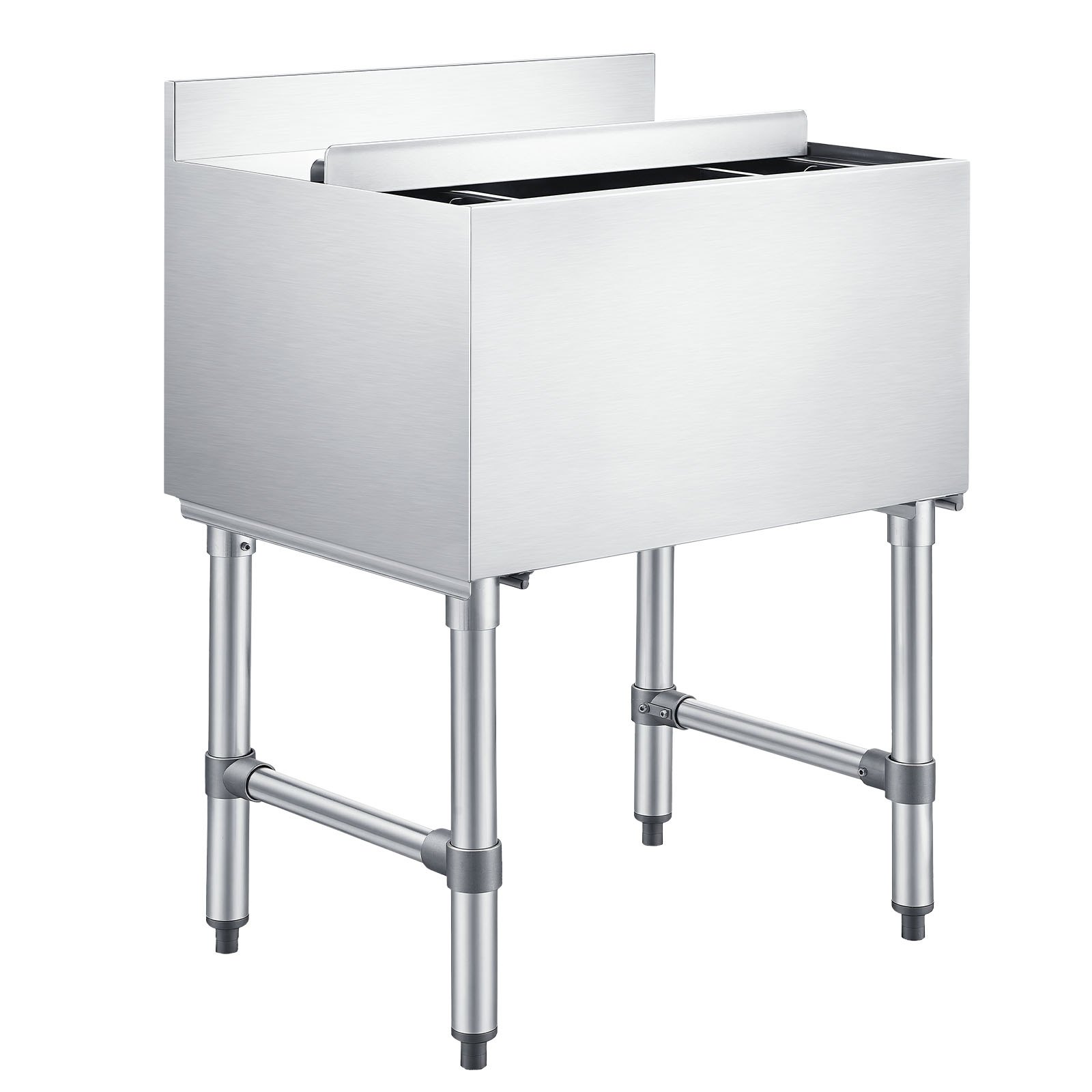 VEVOR 61.6 L Commercial Underbar Ice Bin, 610x482x850 mm 304 Stainless Steel Ice Chest with Sliding Lid, Drain, NSF for Bar - Image 12