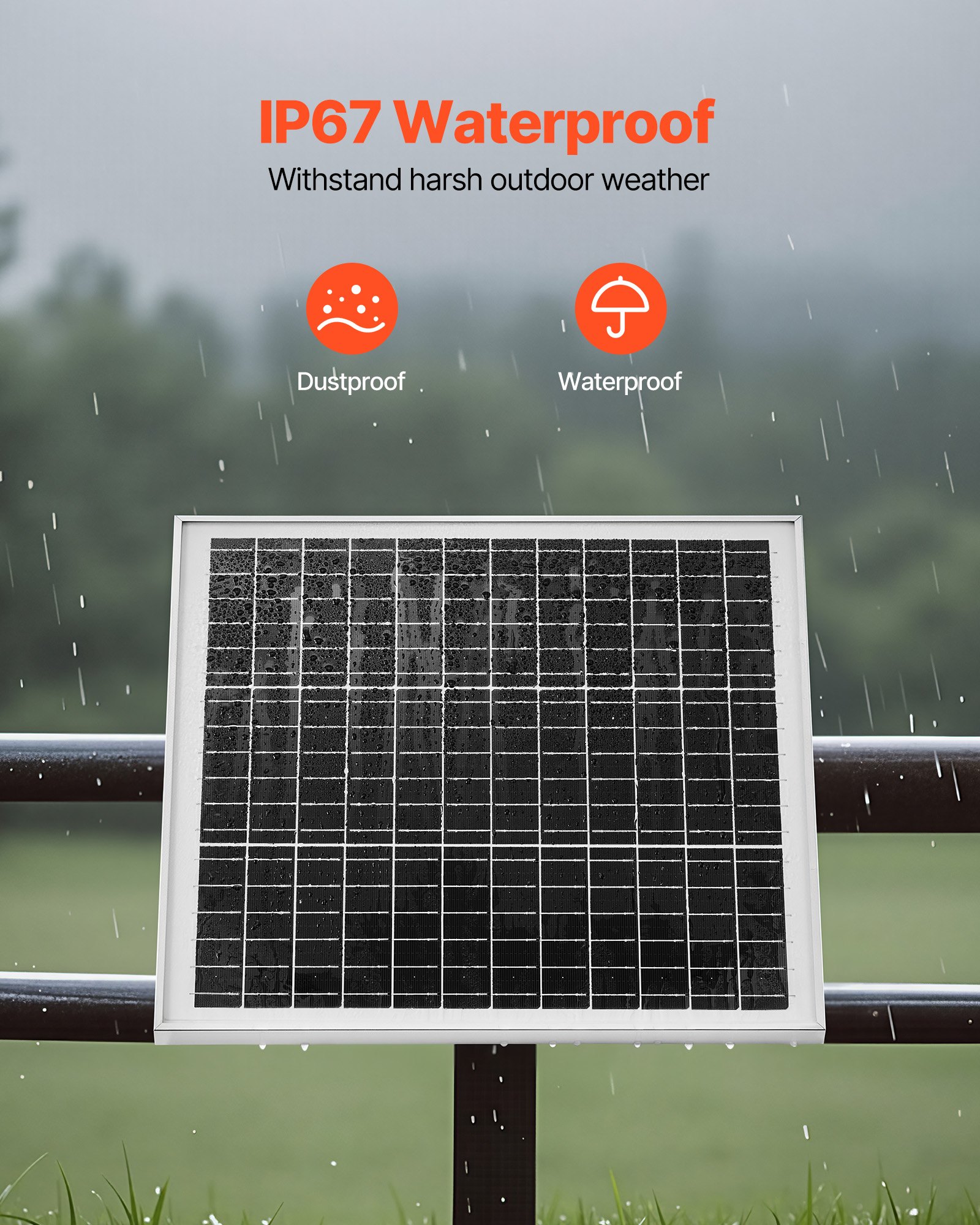 VEVOR 20W 12V Solar Panel Battery Charger with Controller, IP67 Trickle Charger for 12V Batteries, Adjustable 0–60° Mount 40–80 mm Poles — изображение 6