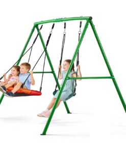 VEVOR Backyard Swing Set with 80 cm Saucer & Belt Seat