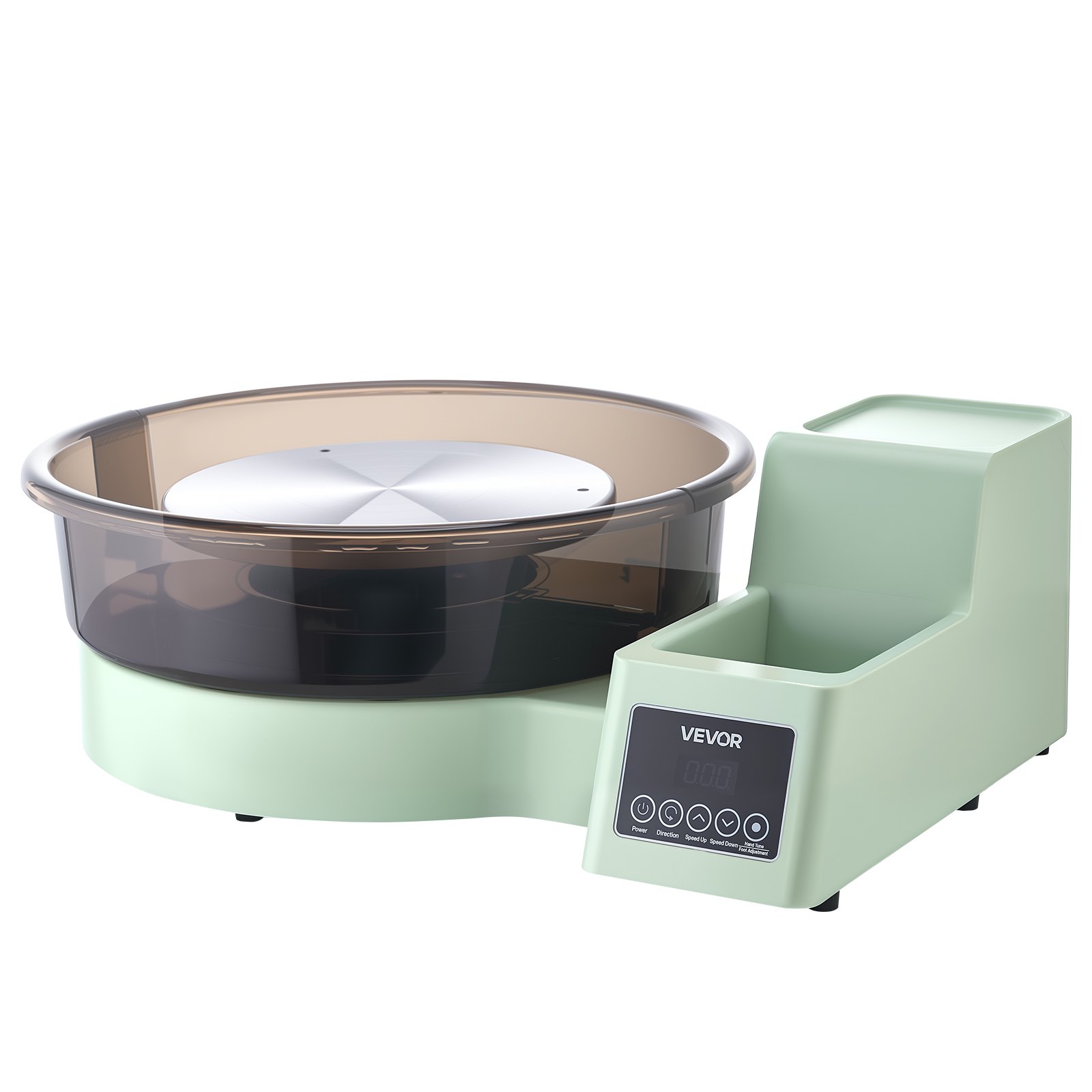 VEVOR 450W Electric Tabletop Pottery Wheel 28/36 cm, Foot Pedal, 30–300 RPM, Dual Turntables, Tool Sets & Apron, Green — изображение 10