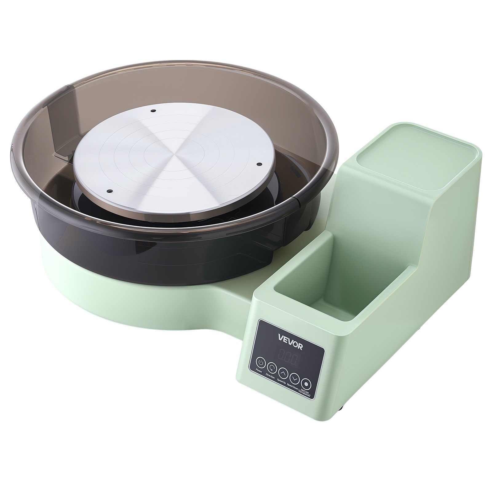 VEVOR 450W Electric Tabletop Pottery Wheel 28/36 cm, Foot Pedal, 30–300 RPM, Dual Turntables, Tool Sets & Apron, Green — изображение 11
