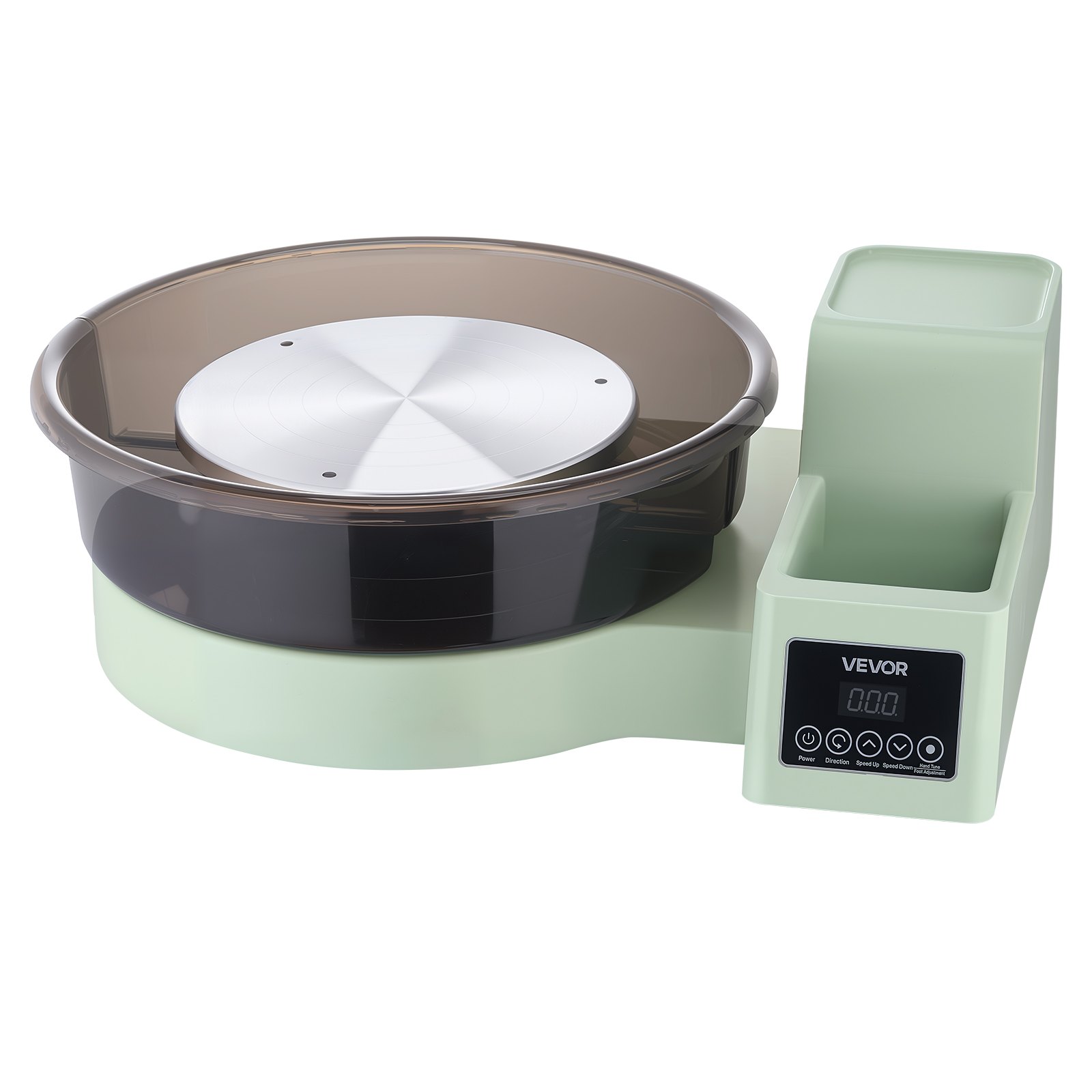 VEVOR 450W Electric Tabletop Pottery Wheel 28/36 cm, Foot Pedal, 30–300 RPM, Dual Turntables, Tool Sets & Apron, Green — изображение 12