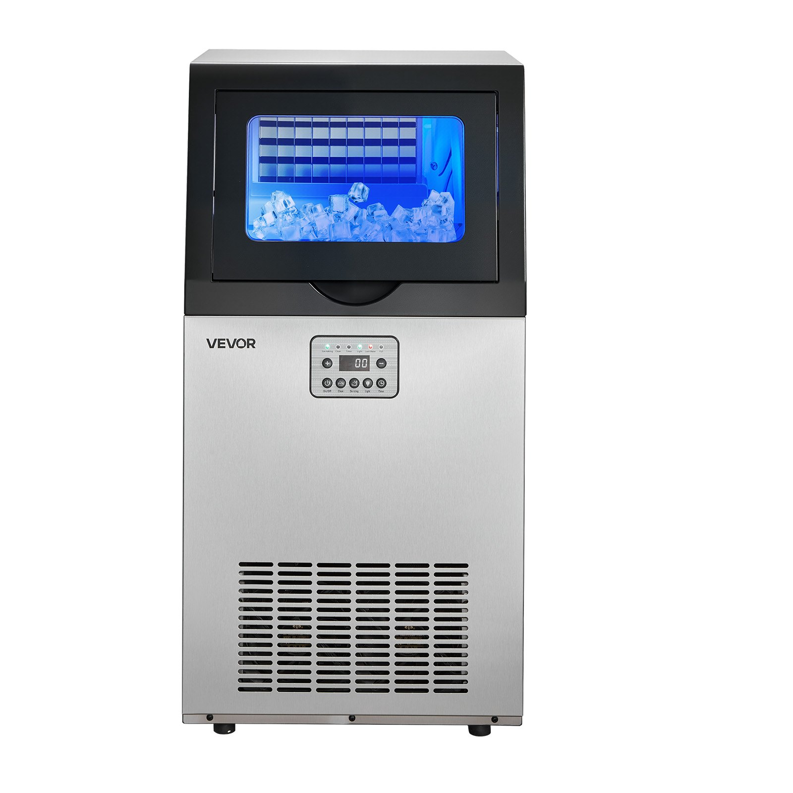 VEVOR Commercial Ice Maker 54 kg/24h, 14 kg Bin, 22 mm Cubes, Built-in or Freestanding Stainless Steel with LED & Self-Cleaning — изображение 10