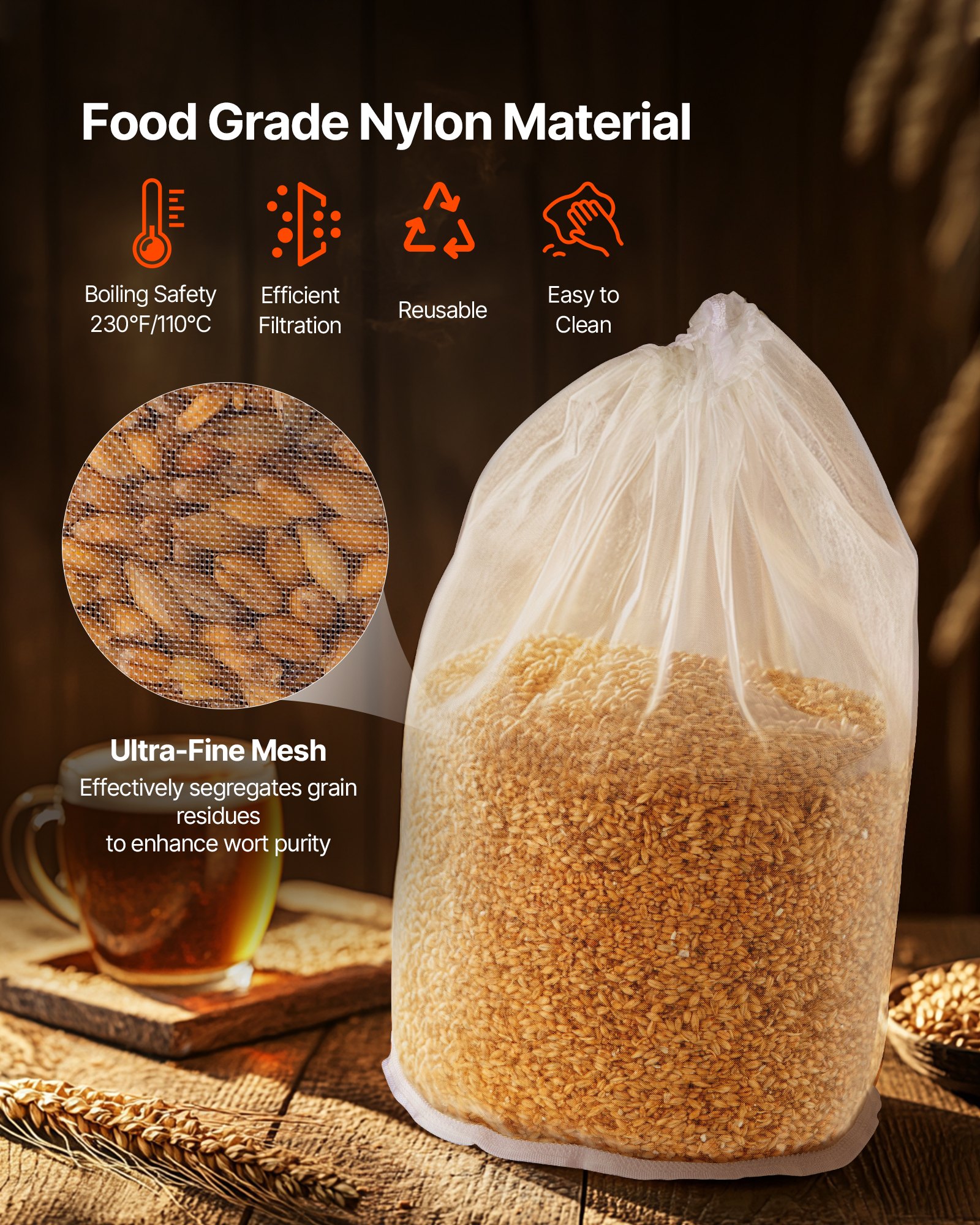 2 Nylon Grain Bags & 10 Cotton-Linen Hop Bags