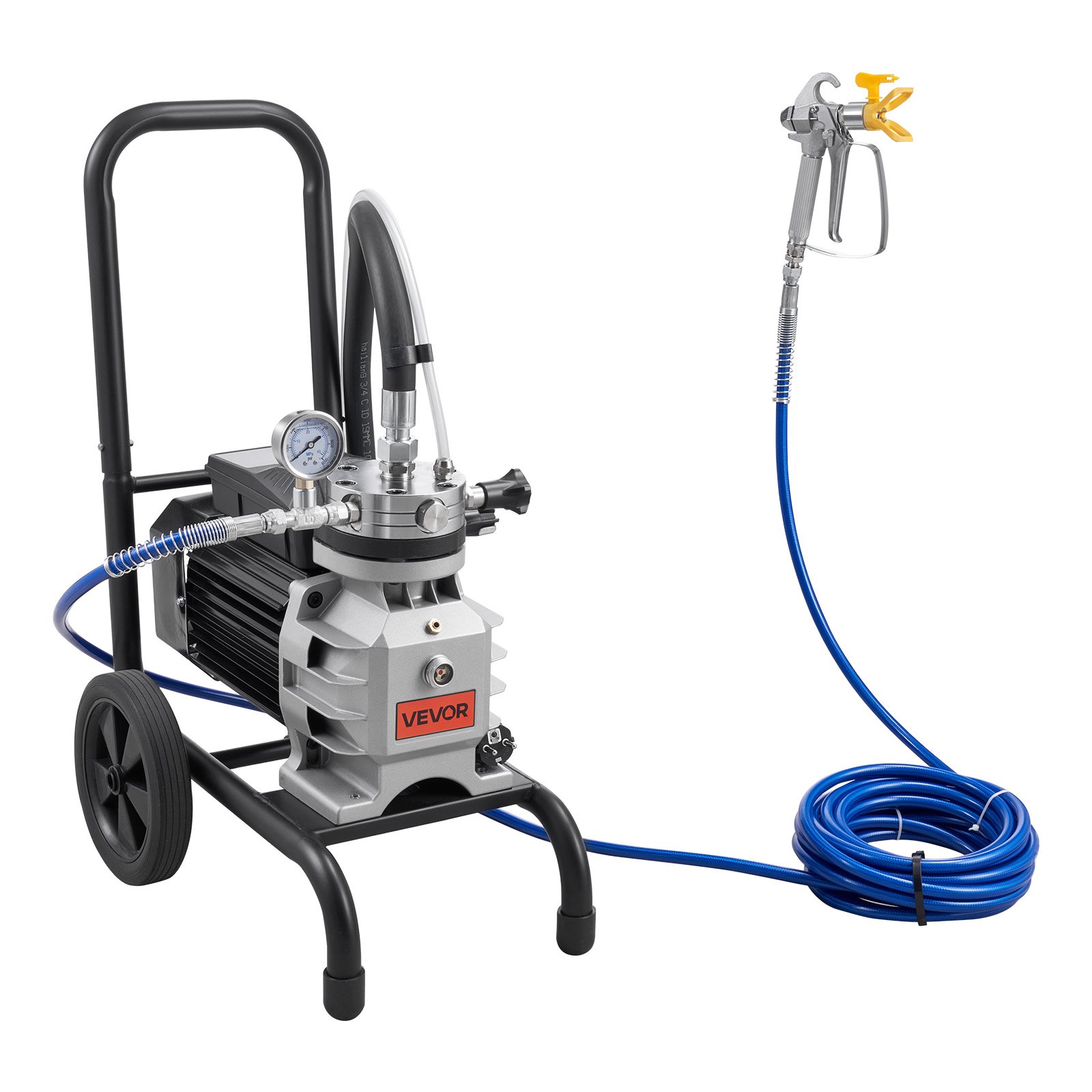 VEVOR 1500 W Diaphragm Airless Paint Sprayer on Cart, 193 bar, 10 m Hose, 50 cm Extension Pole for Interior & Exterior Renovation - Зображення 10