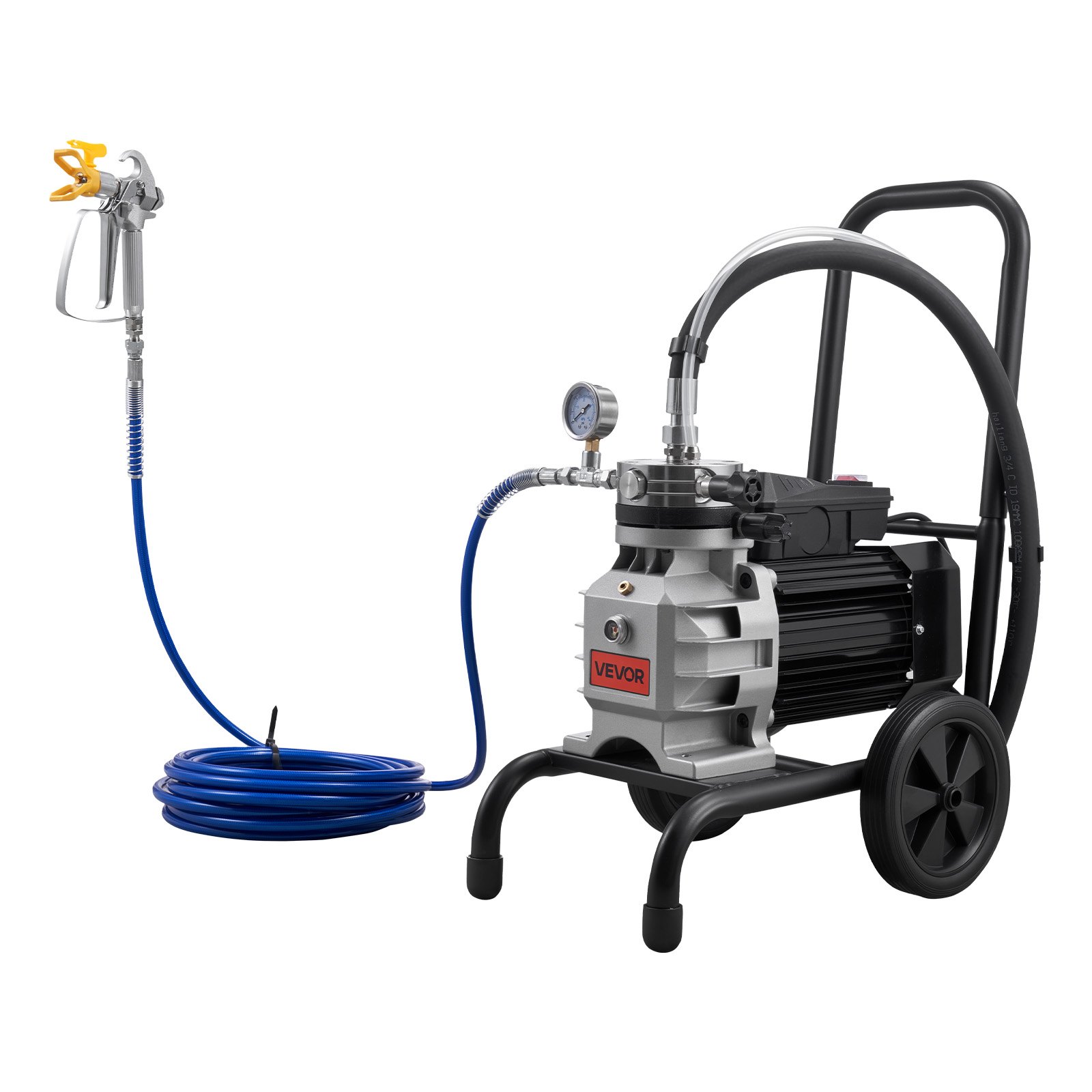 VEVOR 1500 W Diaphragm Airless Paint Sprayer on Cart, 193 bar, 10 m Hose, 50 cm Extension Pole for Interior & Exterior Renovation - Зображення 9