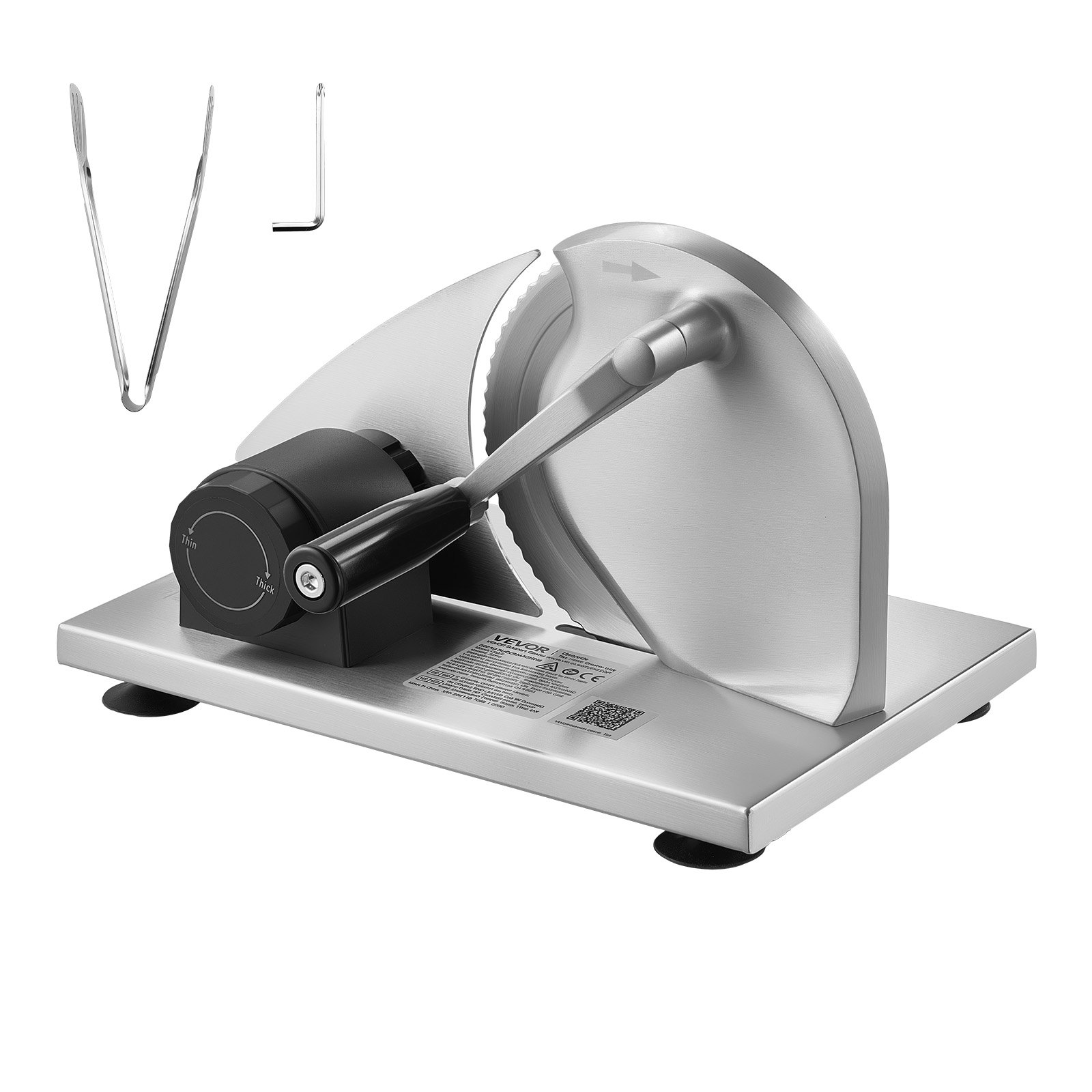 VEVOR Manual Bread & Cheese Slicer 0–15 mm, Stainless Steel Hand-Cranked Cutter with Micro-Serrated Blade and Suction Cups — attēls 9