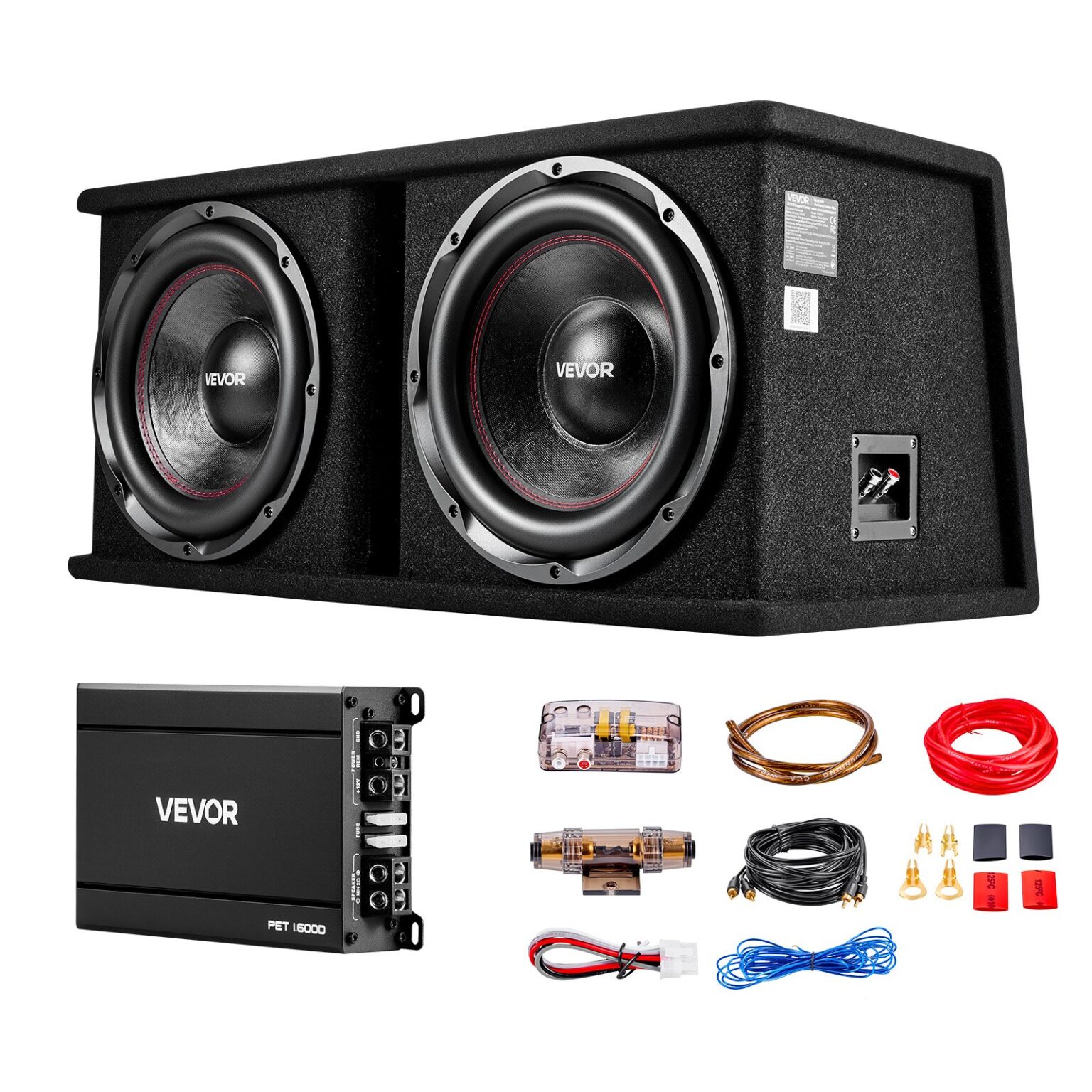 VEVOR 30.5 cm 1200W RMS Dual Car Subwoofer & Amplifier Kit with ...