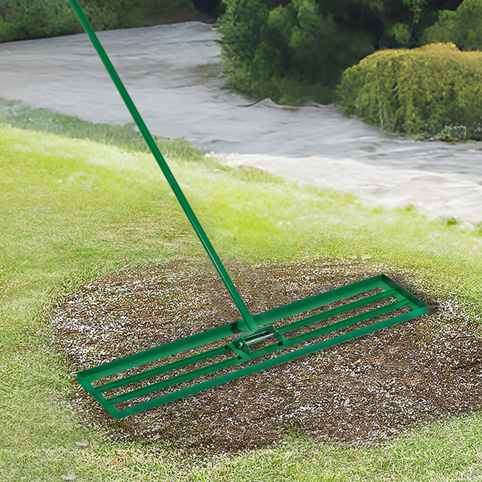 VEVOR Lawn Leveling Rake 122x25 cm, Heavy-Duty Level Lawn Tool with 198 cm Steel Handle for Garden, Yard, Golf Course, Farm - Image 8