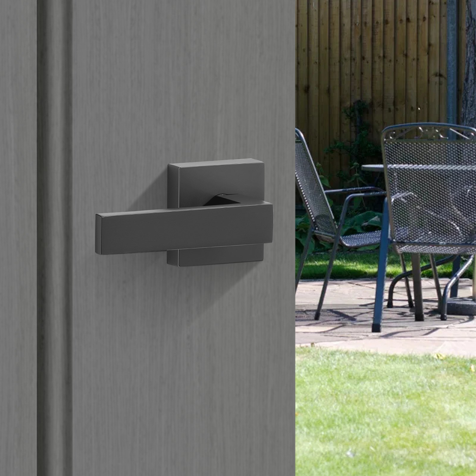 VEVOR Matte Black Front Door Handle Set, Square Entry Lever, Adjustable Hole Spacing, Reversible Zinc Alloy for Left/Right Doors — изображение 8