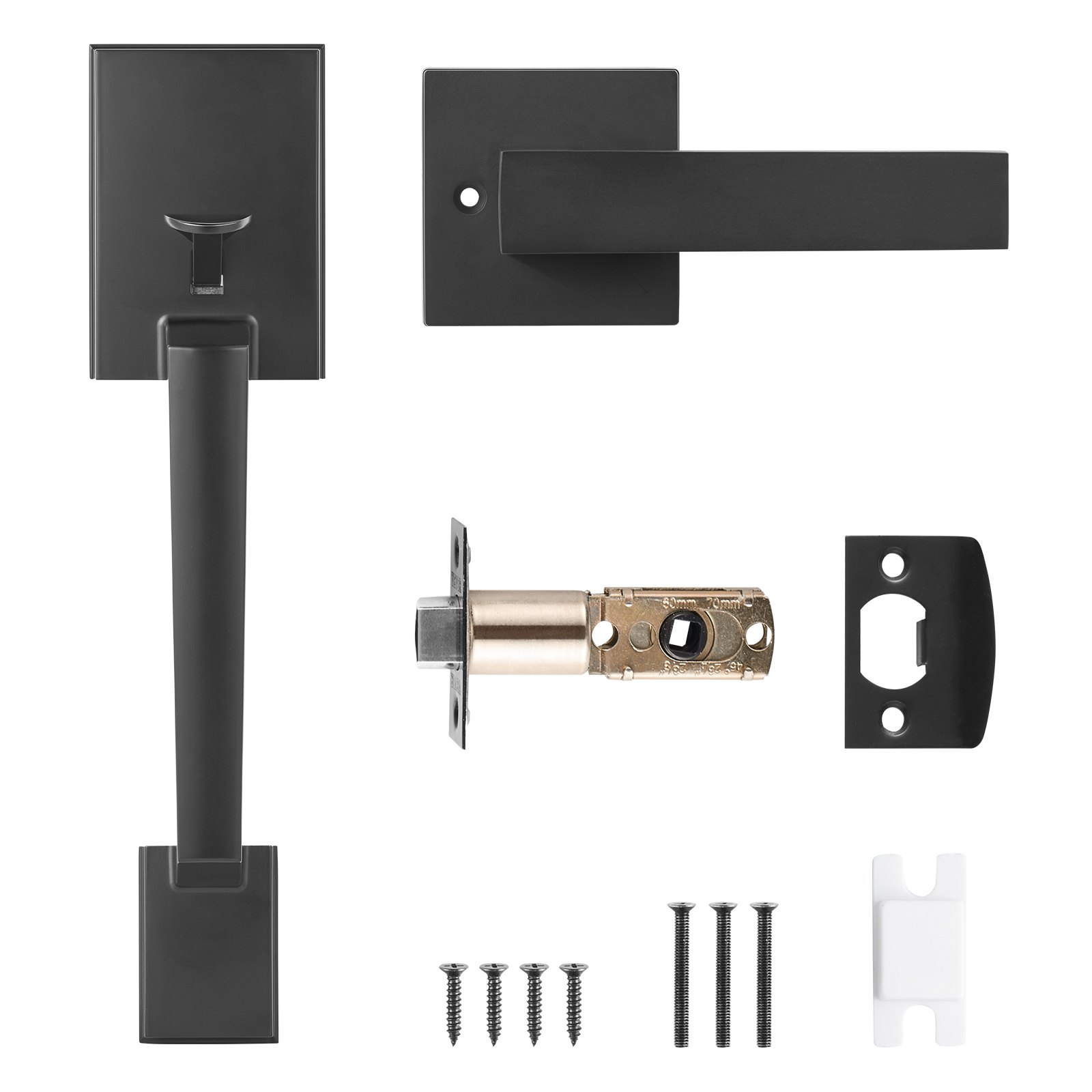 VEVOR Matte Black Front Door Handle Set, Square Entry Lever, Adjustable Hole Spacing, Reversible Zinc Alloy for Left/Right Doors — изображение 9