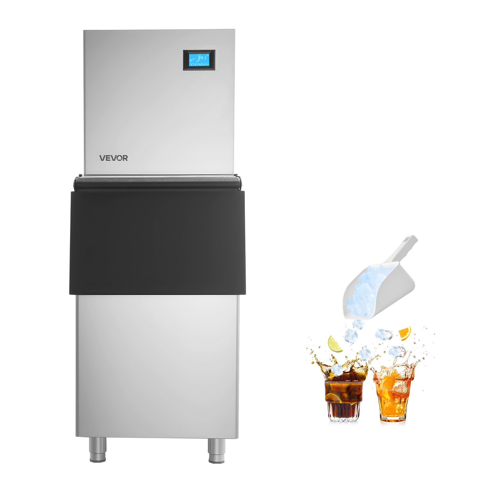 VEVOR Commercial Ice Maker 163 kg/24h with 113 kg Storage Bin, Self-Cleaning, Touchscreen Control for Bar, Café, Restaurant — изображение 9