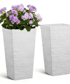 VEVOR Set of 2 Tall Plastic Planters 58 cm with Casters