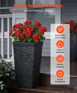 Black Plastic Taper Flower Pots with Casters