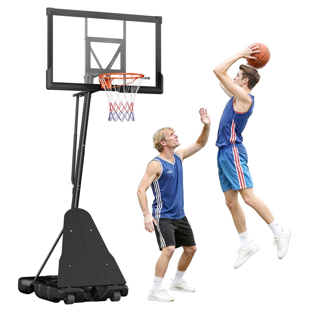 VEVOR Portable Basketball Hoop Stand, 3.05 m Adjustable Goal with 1270 ...