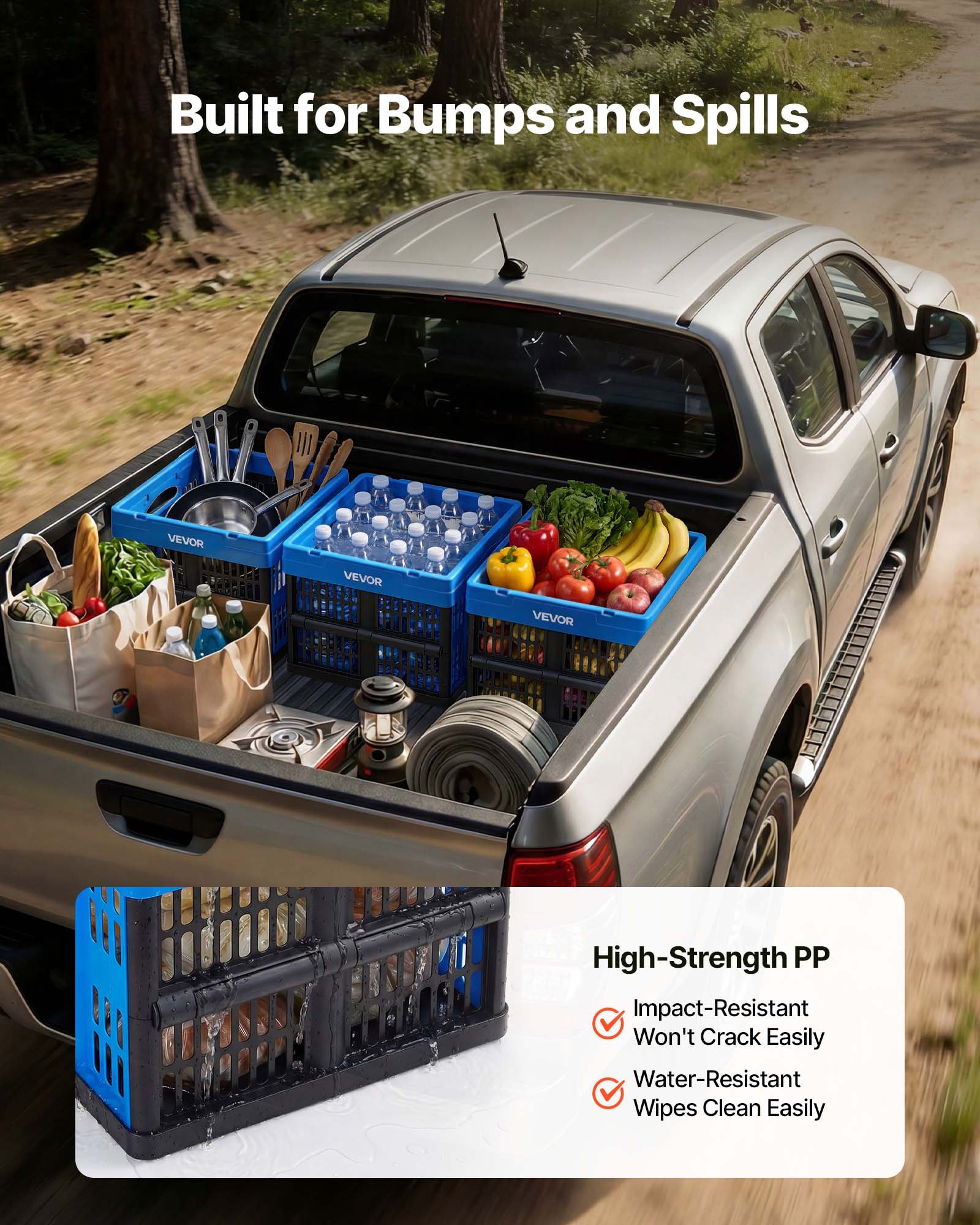 VEVOR 3-Pack 25L Plastic Collapsible Storage Bins, Stackable Folding Crates with Handles, Heavy-Duty 10 kg per Box, Space-Saving — изображение 6