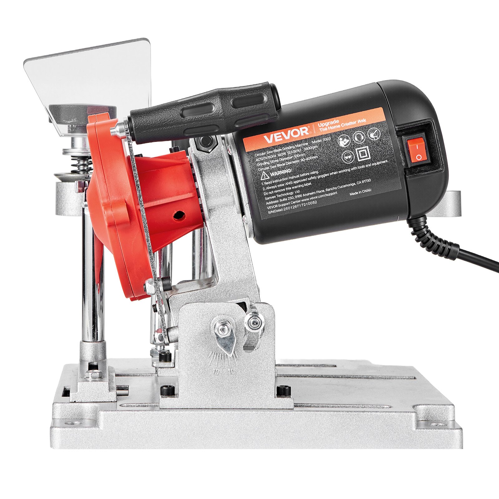 VEVOR 140W 5700RPM Circular Saw Blade Sharpener, 100mm Ceramic & Diamond Wheels, Fits 90–400mm Blades, Adjustable Angle Grinder — изображение 11