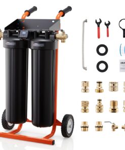 VEVOR dejonizēta ūdens sistēma 2×4 L sveķi ar TDS mērītāju un apvedceļu