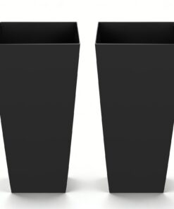 VEVOR set of 2 tall 66.5 cm black plastic planters with casters