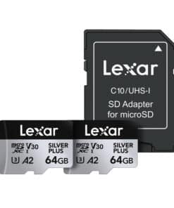 Komplekt 2 Lexar High-Performance Silver Plus microSDXC 2x64 GB mälukaardid + adapter