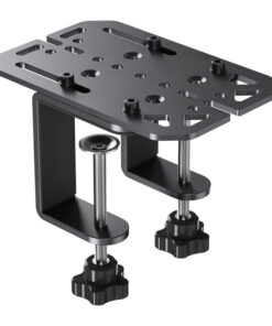 Clamp-style camera mounting plate with two threaded posts and adjustment knobs for secure rig setup.