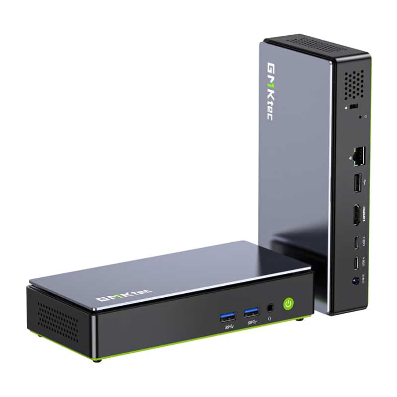 GT King mini PC/Android TV box set: vertical unit with ports and a horizontal box showing USB 3.0 ports and power button.