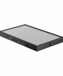 Rectangular air filter with a dark frame and a perforated metal mesh in the center.