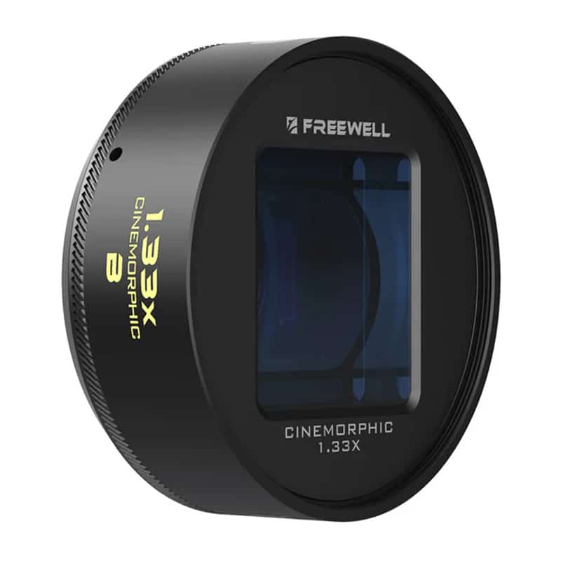 Cylindrical Freewell Cinemorphic 1.33x filter for cameras with blue-tinted glass.