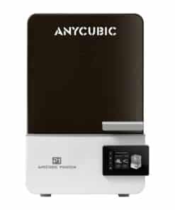 Anycubic Photon resin 3D printer with a dark, transparent lid and a touchscreen control panel on the right side.