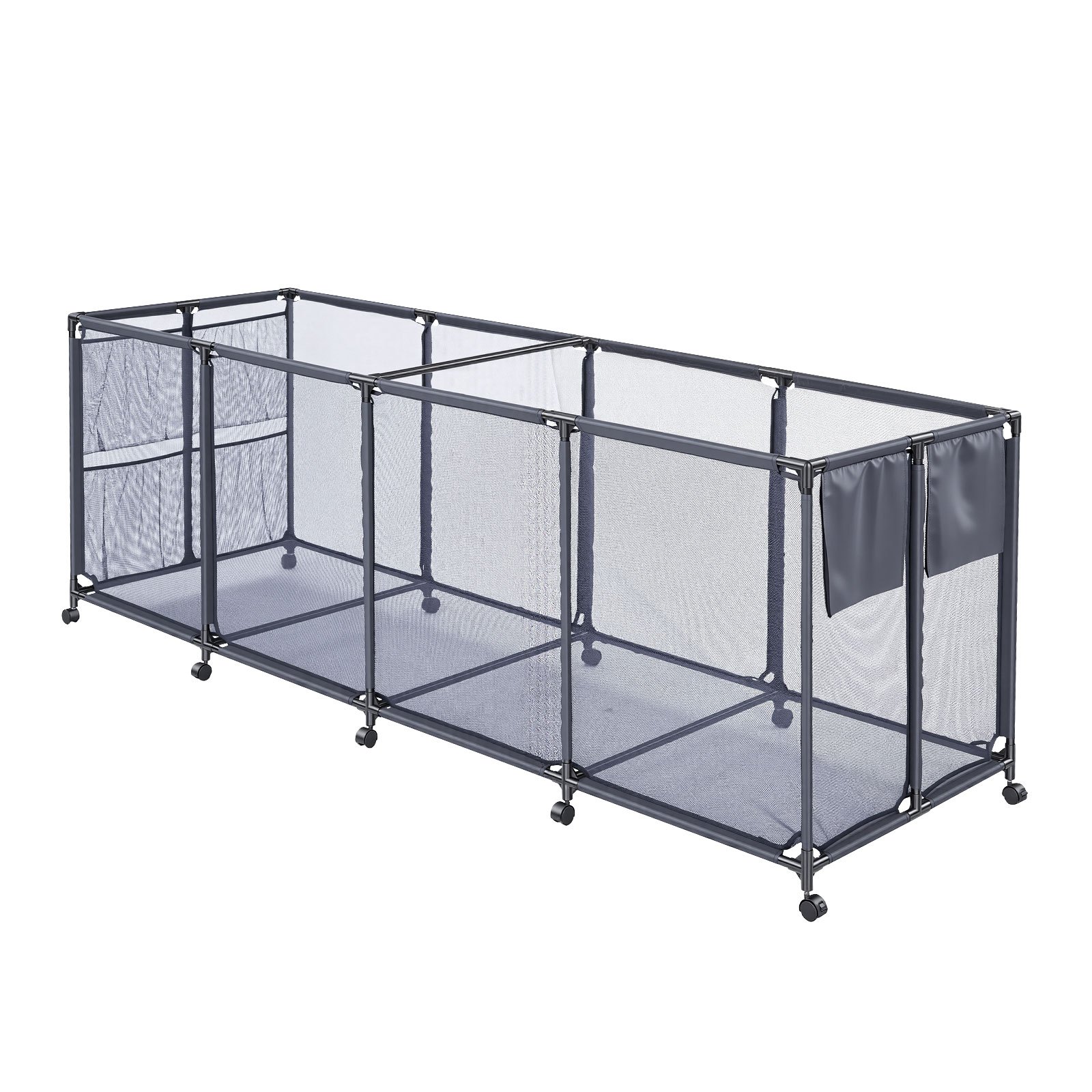 VEVOR Large Pool Storage Bin 262x81.5x89 cm, Rolling Float Organizer with Mesh Basket, Side Pockets & Noodle Holder, Metal Frame – Paveikslėlis 9