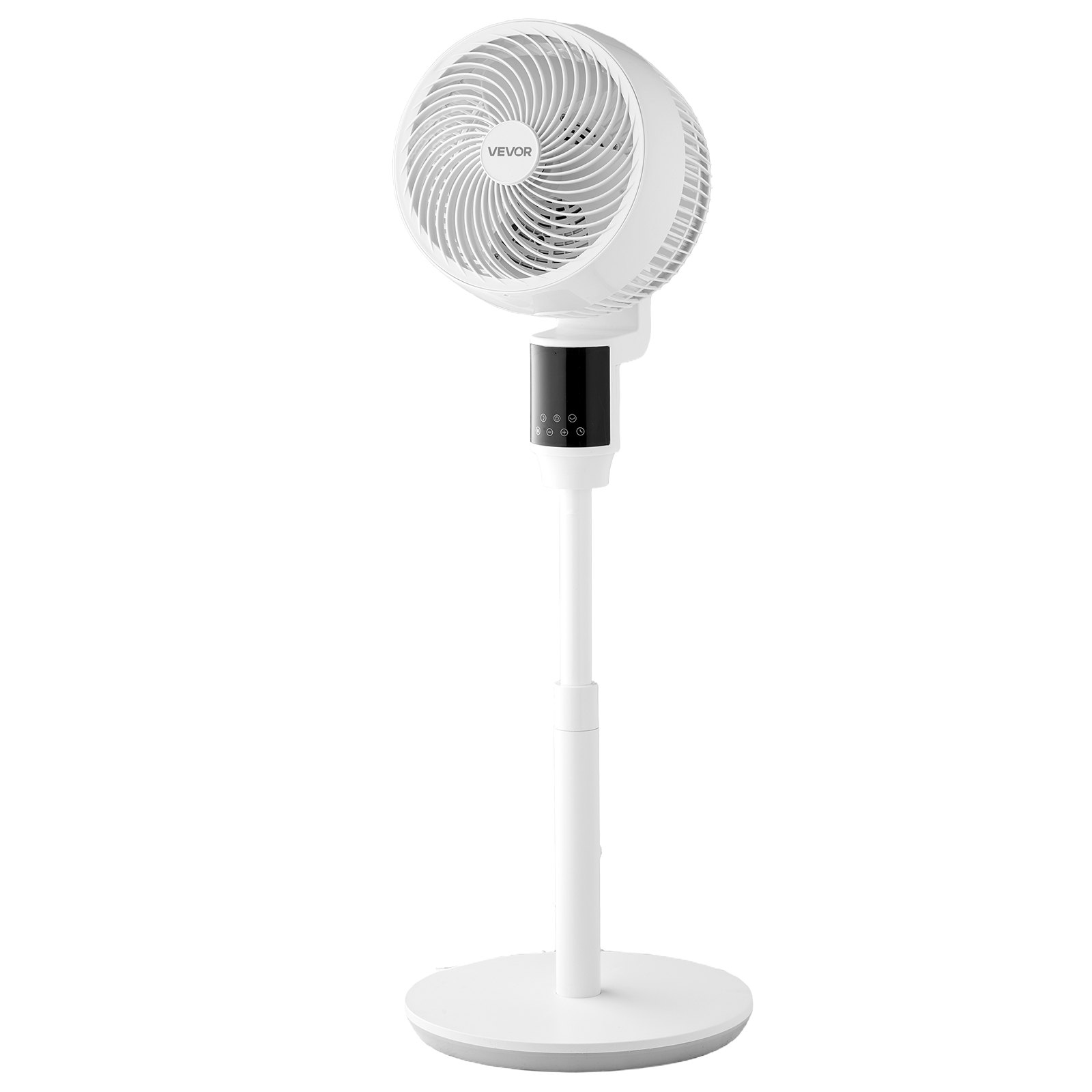 VEVOR 23 cm pedestal fan, quiet DC motor, 9 speeds, 4 modes, oscillating, adjustable height, remote control, 24 h timer, white - Pilt 10