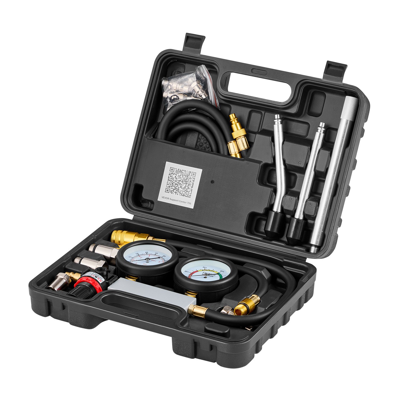 VEVOR Dual-Gauge Engine Cylinder Compression & Leak Down Tester Kit 0–7 bar with 4 Adapters for Cars and Motorcycles — attēls 11
