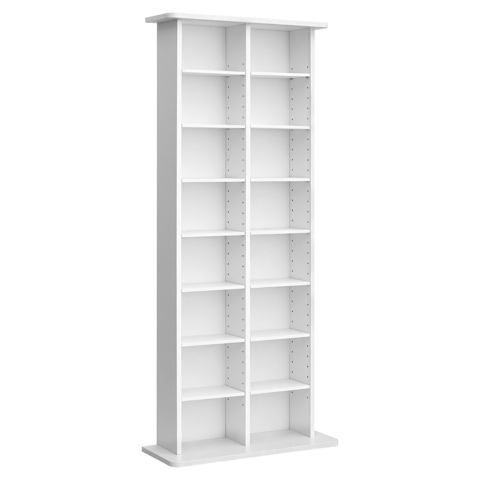 VEVOR 8-Tier Media Storage Cabinet, Adjustable DVD CD Shelf 559 x 222 x 1295 mm, Large-Capacity Organizer for Books and Games, White — attēls 11