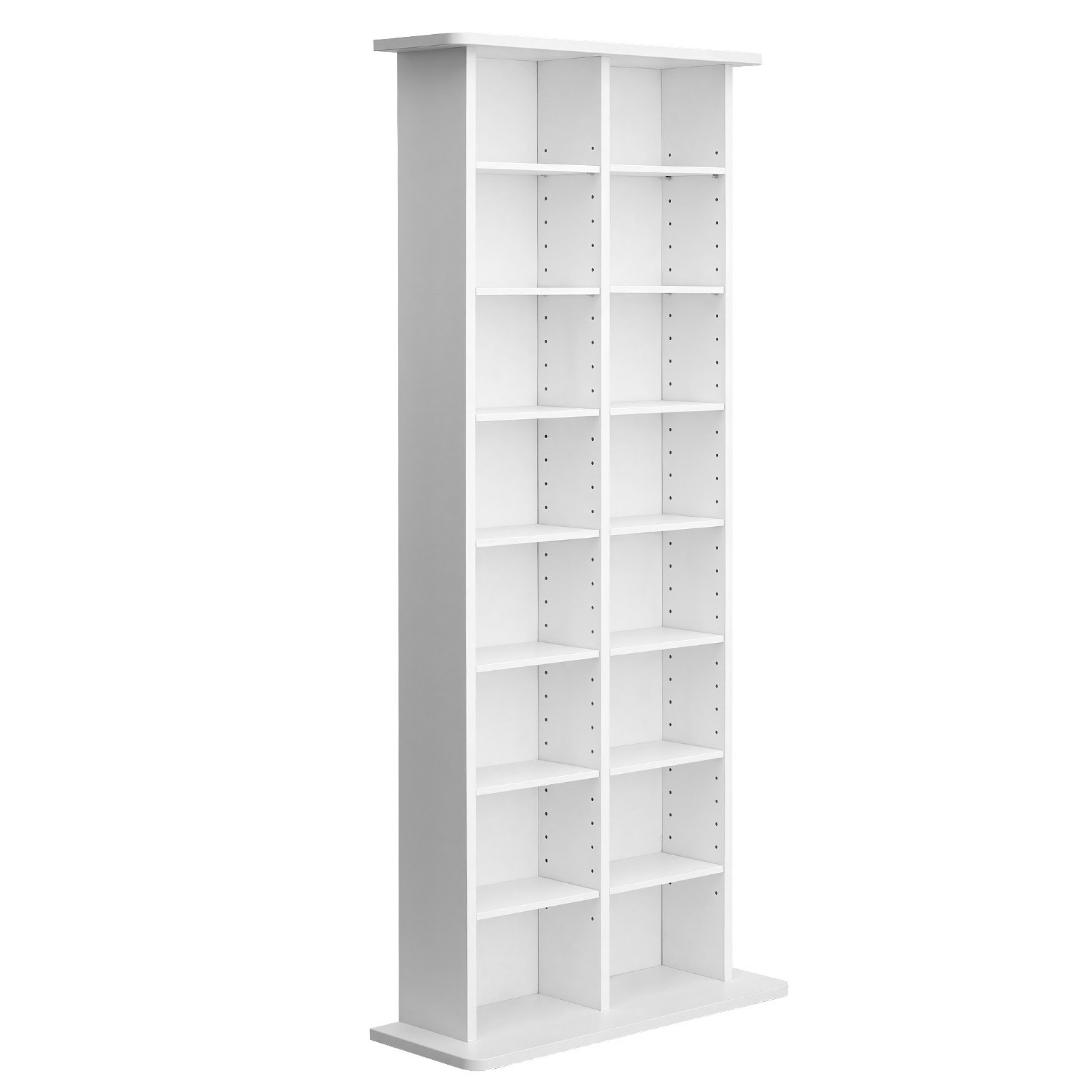 VEVOR 8-Tier Media Storage Cabinet, Adjustable DVD CD Shelf 559 x 222 x 1295 mm, Large-Capacity Organizer for Books and Games, White — attēls 12