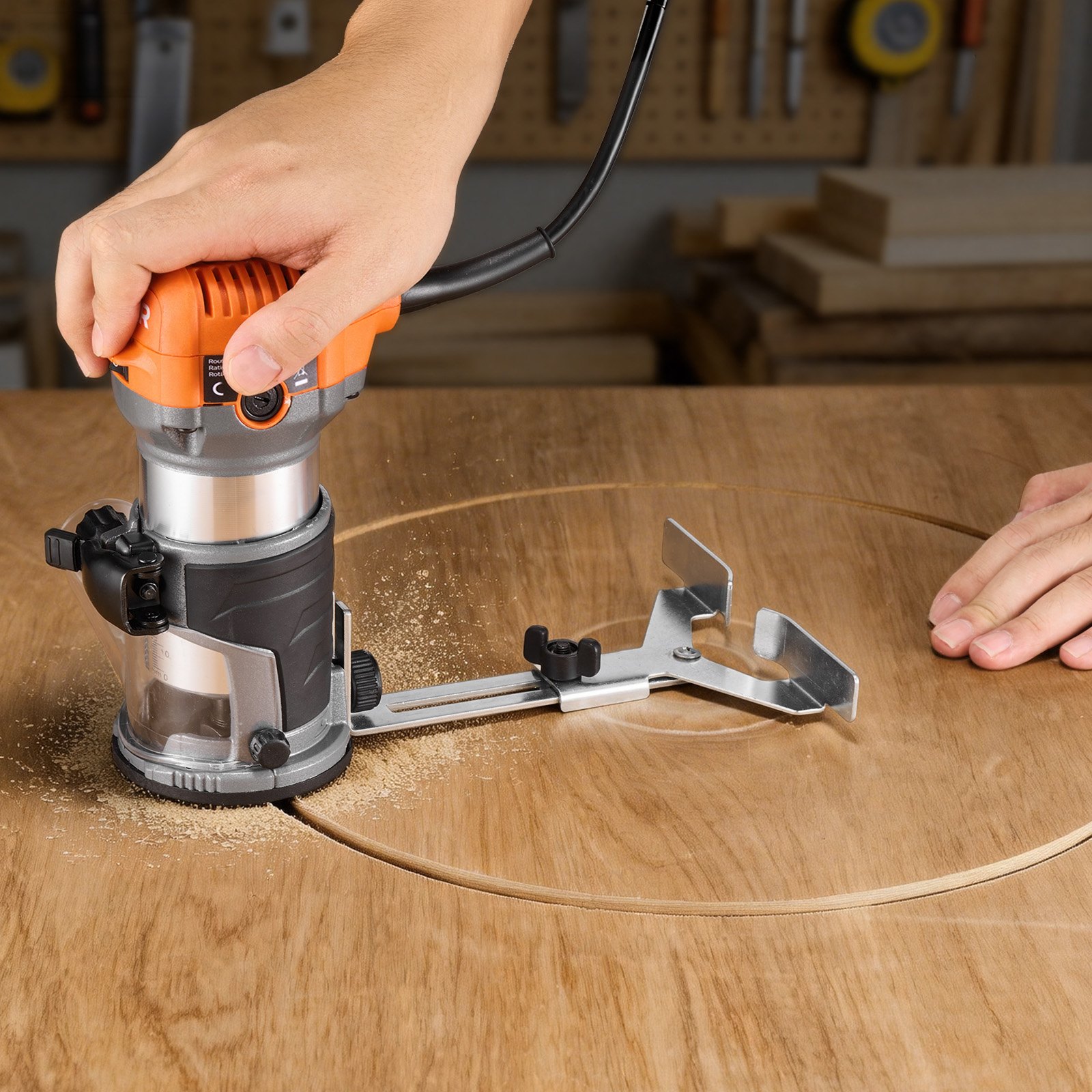 VEVOR 710W Palm Wood Router, Variable Speed Trim Router with Fixed, Plunge & Tilt Bases, Soft Start, Parallel Guide, 0–35 mm Depth — изображение 8