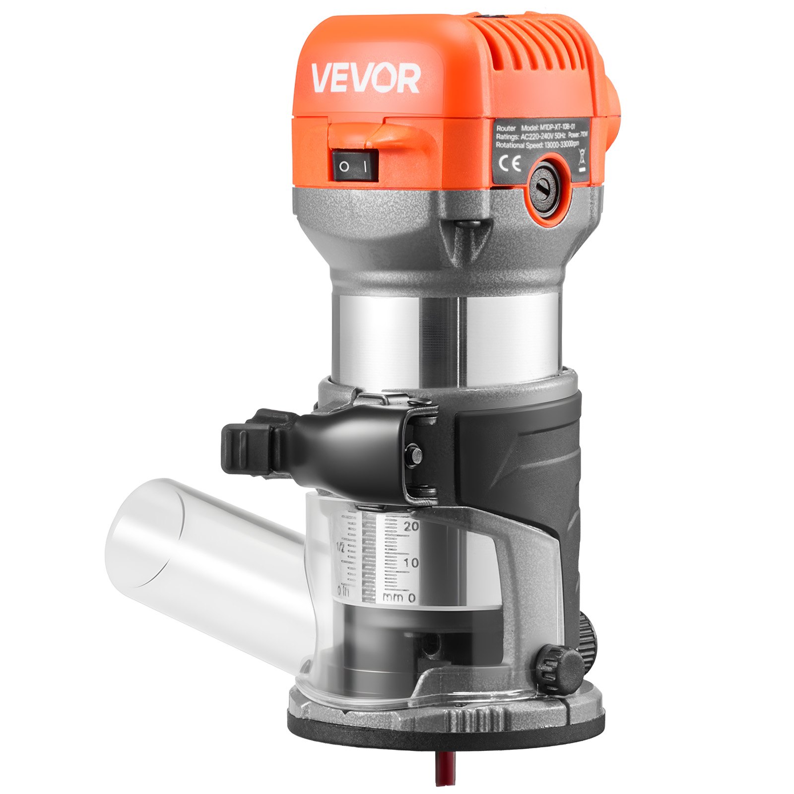 VEVOR 710W Palm Wood Router, Variable Speed Trim Router with Fixed, Plunge & Tilt Bases, Soft Start, Parallel Guide, 0–35 mm Depth — изображение 9