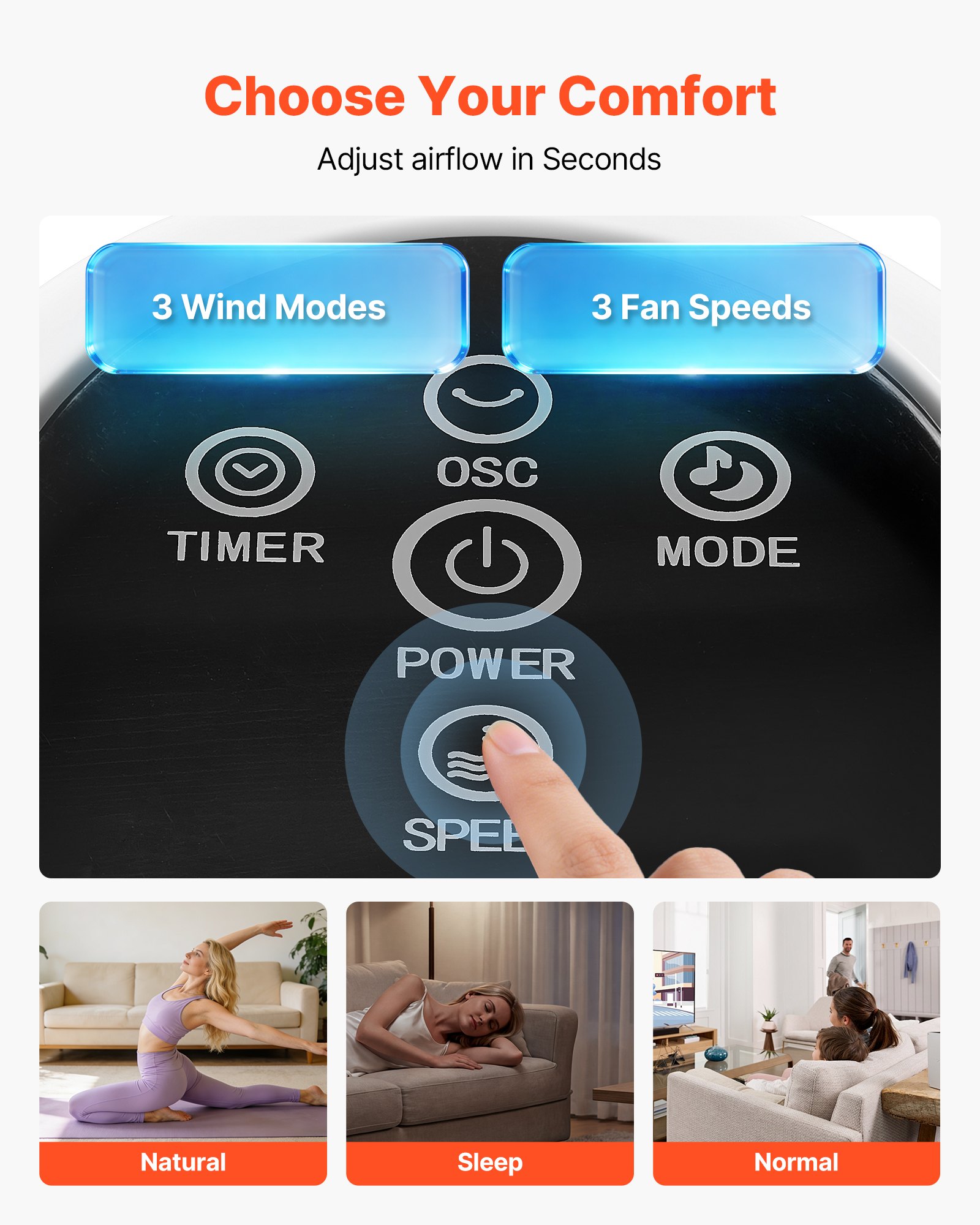 4.2 m/s High Velocity Floor Fan for Bedroom Living Room Office