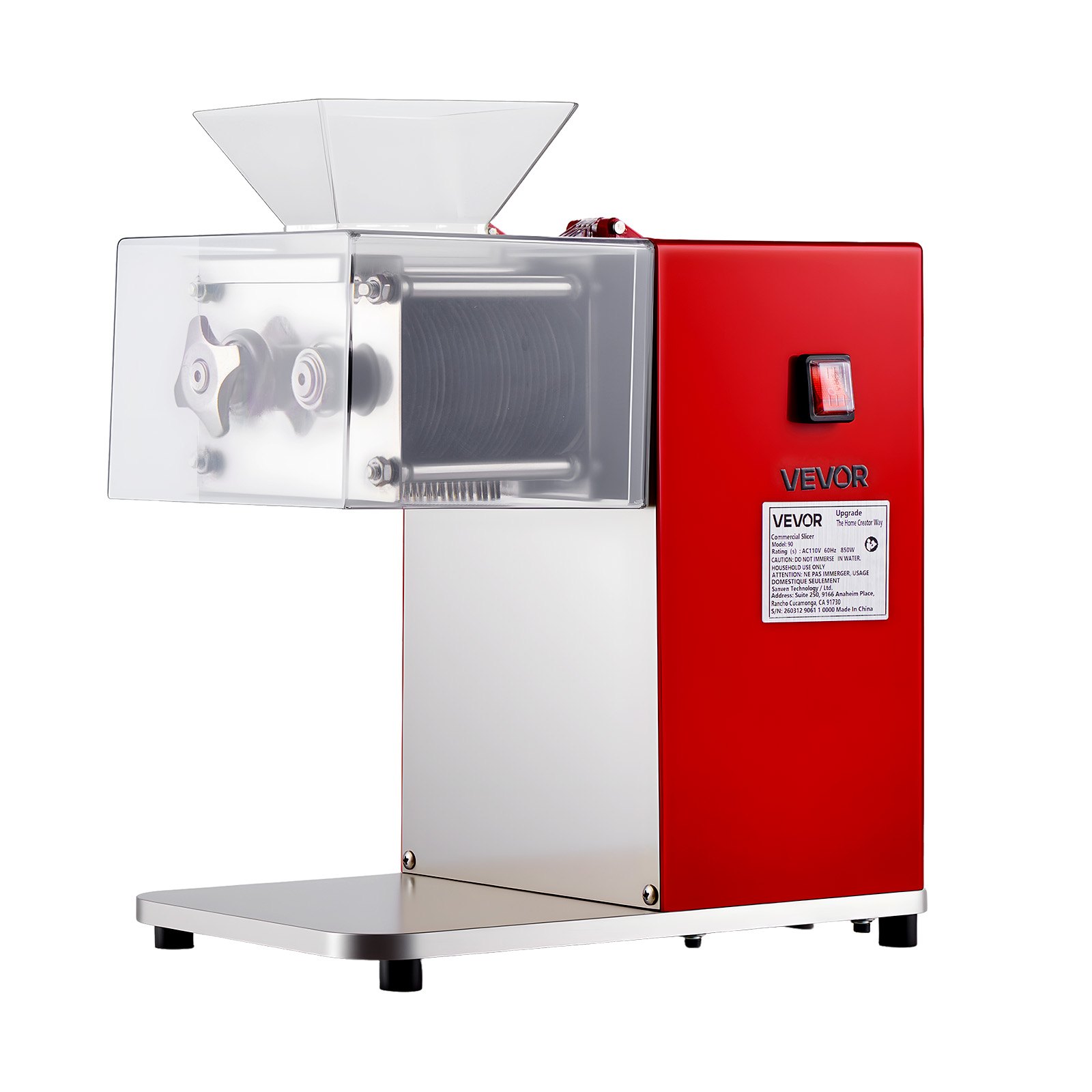 VEVOR 850W Electric Meat Cutting Machine, 3.5 mm Stainless Steel Commercial Slicer 250 kg/h for Boneless Meat and Soft Vegetables - Image 9