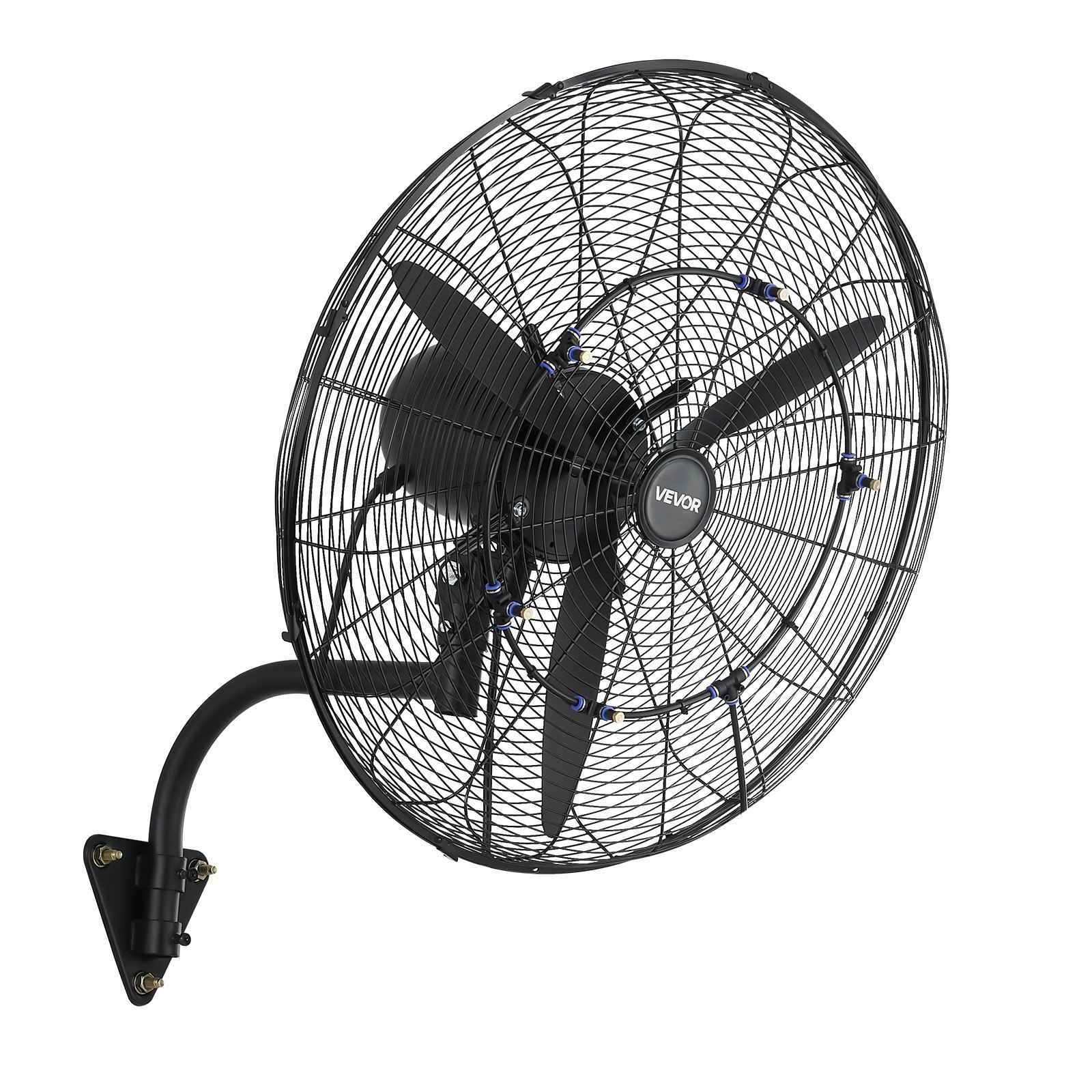 VEVOR 610 mm Wall Mounted Oscillating Mist Fan, 3-Speed, IP44, 4100 m³/h Airflow, Industrial Commercial Workshop Cooling Fan - Pilt 9