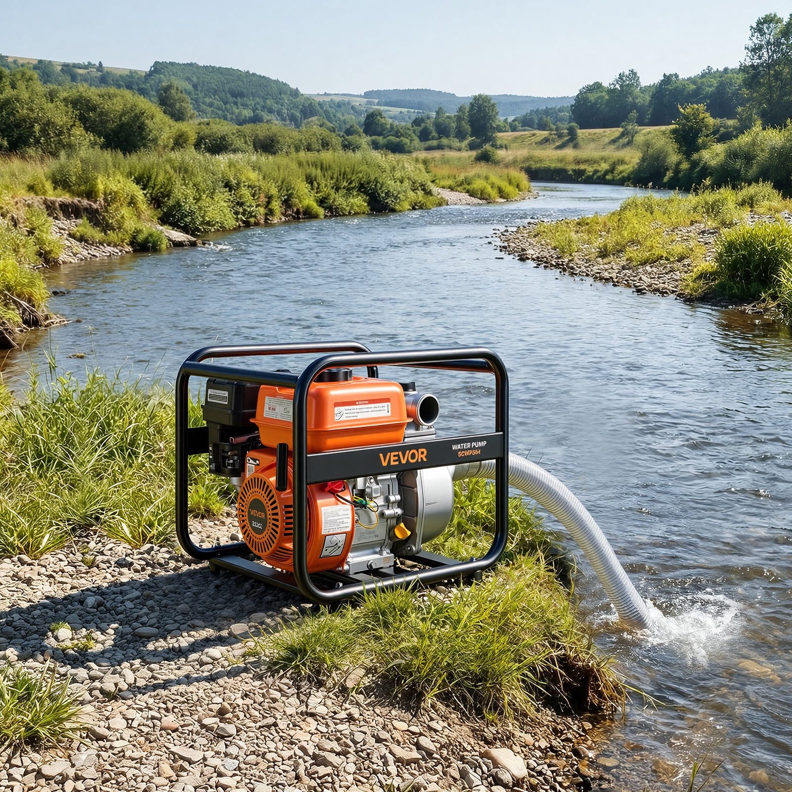 VEVOR 50.8 mm Gas Water Pump 500 L/min 4.8 kW Semi-Trash Transfer Pump with 7.6 m Hose for Irrigation, Drainage, Pools — изображение 8