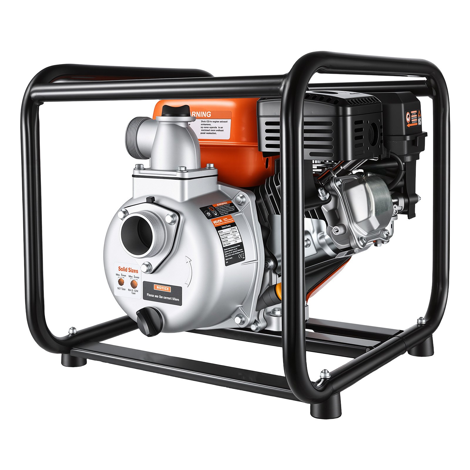 VEVOR 50.8 mm 7 HP Petrol Semi-Trash Water Pump, 538 L/min, 7.62 m Hose, High Lift Irrigation & Drainage Pump with Cast Iron Impeller — изображение 12