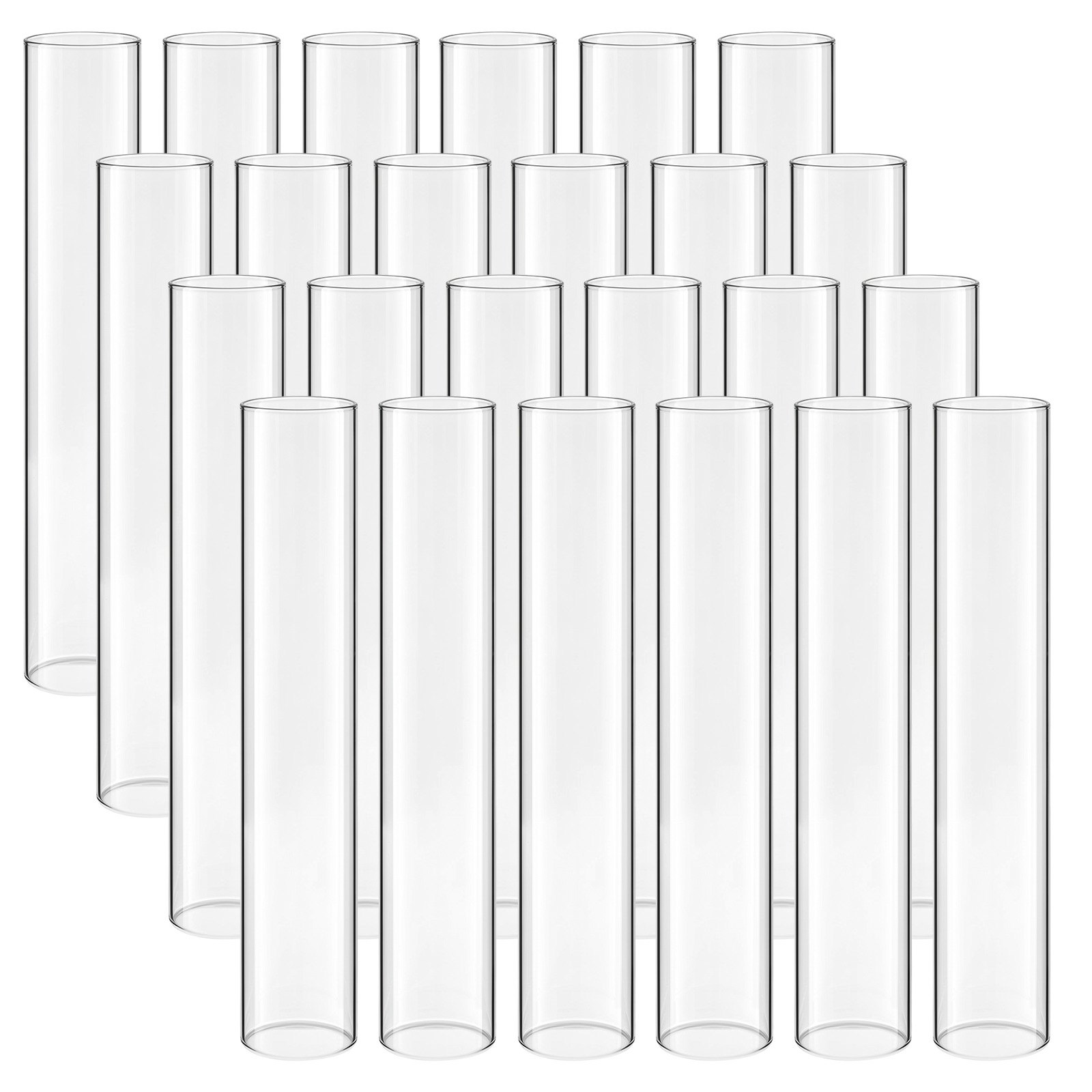 VEVOR Set of 24 Hurricane Glass Candle Cylinders, 6.5 x 35 cm Clear High-Borosilicate Covers for Pillar Candles, Wedding Decor - Pilt 10