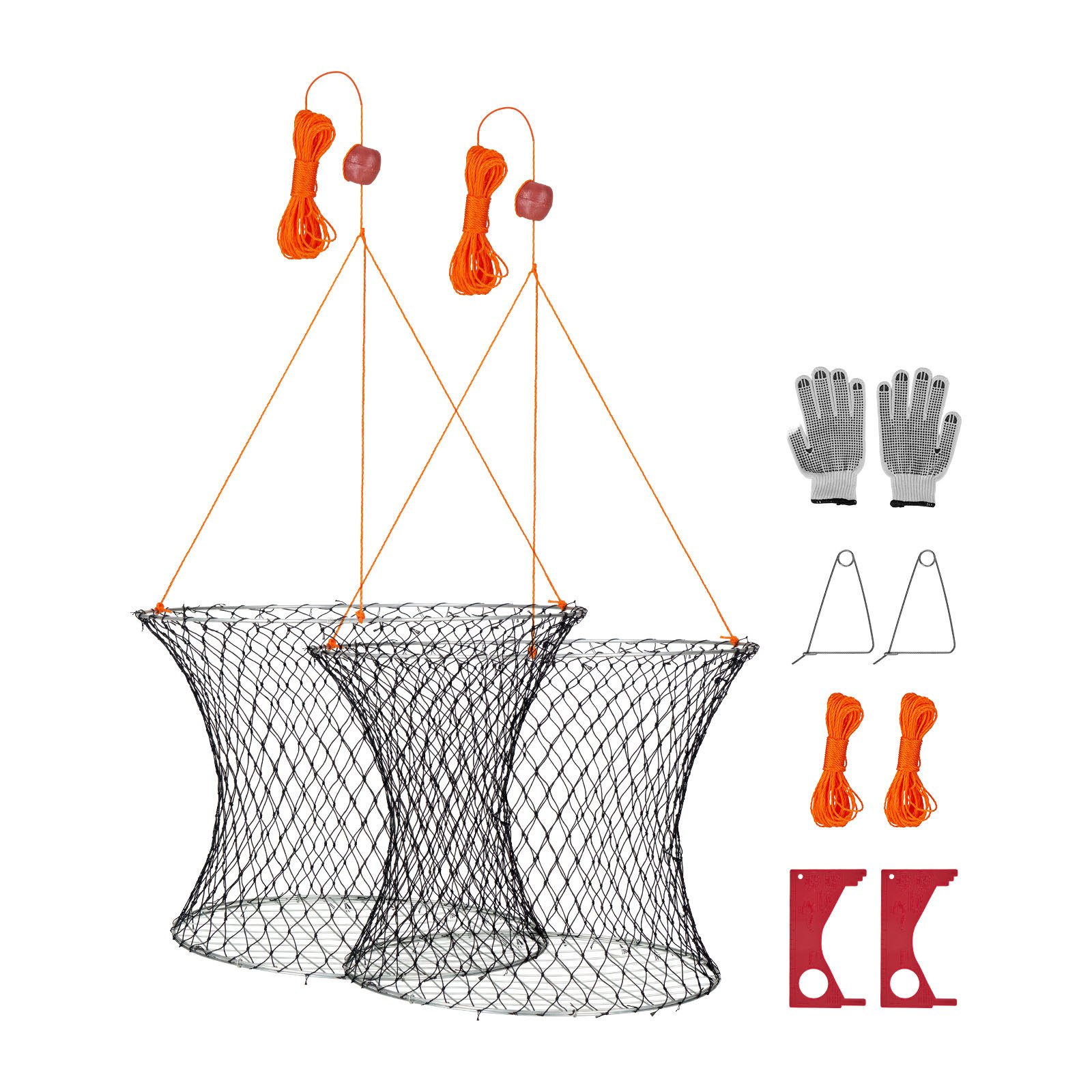 VEVOR Foldable Double Ring Crab Trap 60/50 cm with Gauge