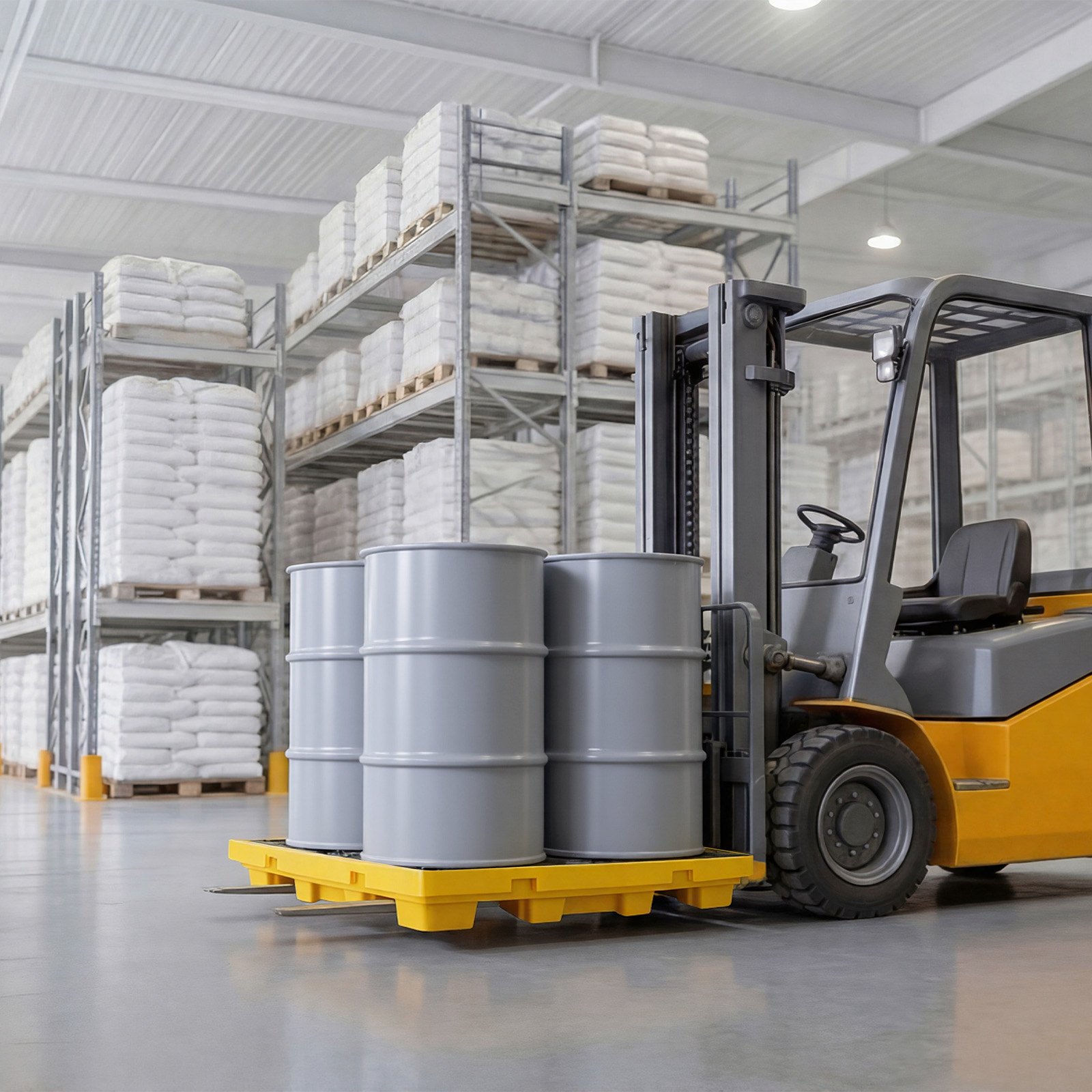VEVOR 4-Drum Spill Containment Pallet 117 L Sump, 4000 kg Load, HDPE Modular Platform with Drain 1305x1280x150 mm Yellow — изображение 8