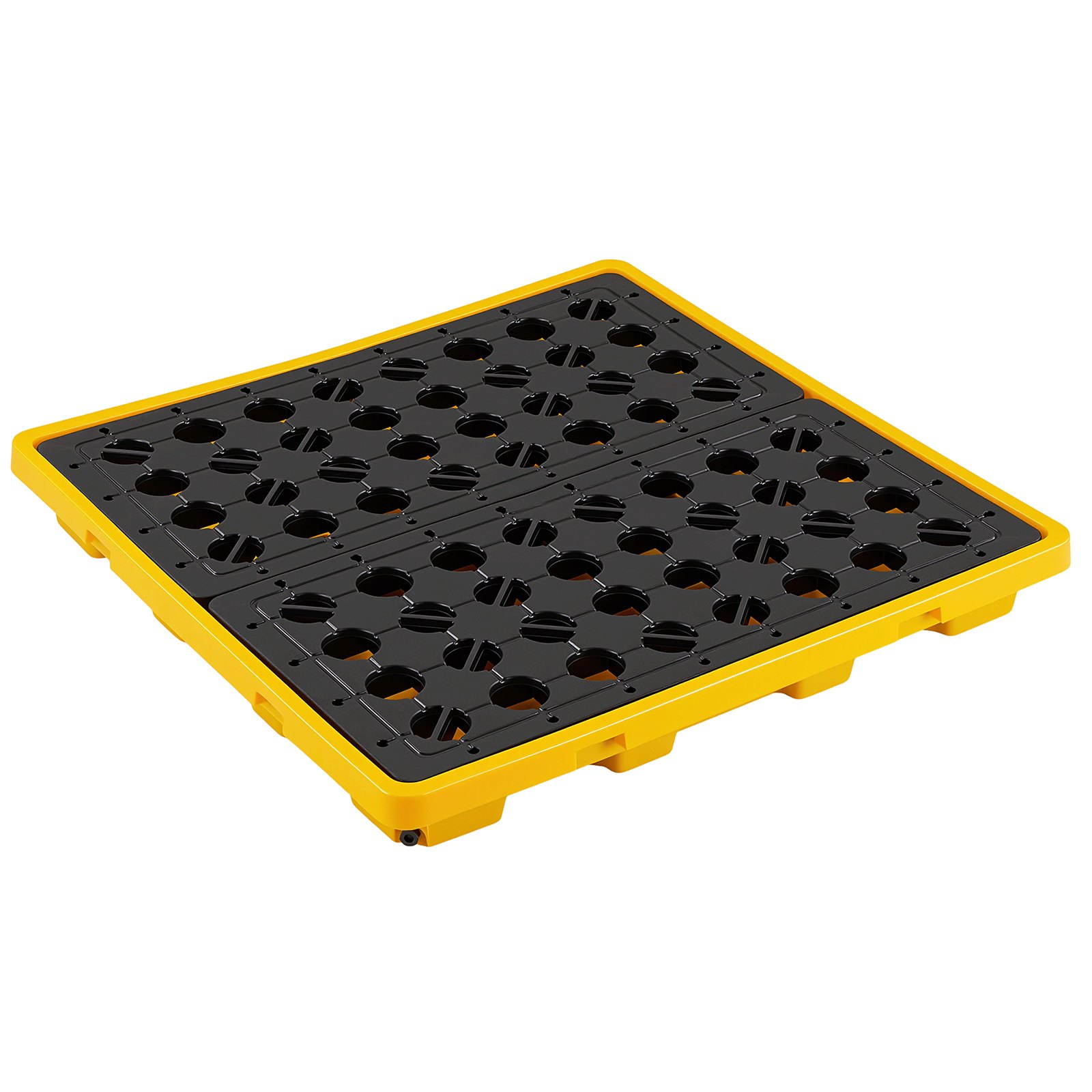 VEVOR 4-Drum Spill Containment Pallet 117 L Sump, 4000 kg Load, HDPE Modular Platform with Drain 1305x1280x150 mm Yellow — изображение 9